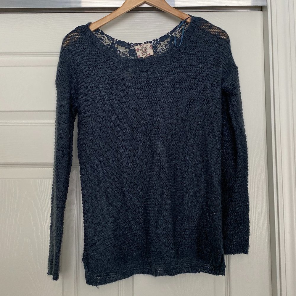 HIPPIE ROSE Long Sleeve Cotton Blend Pullover Med